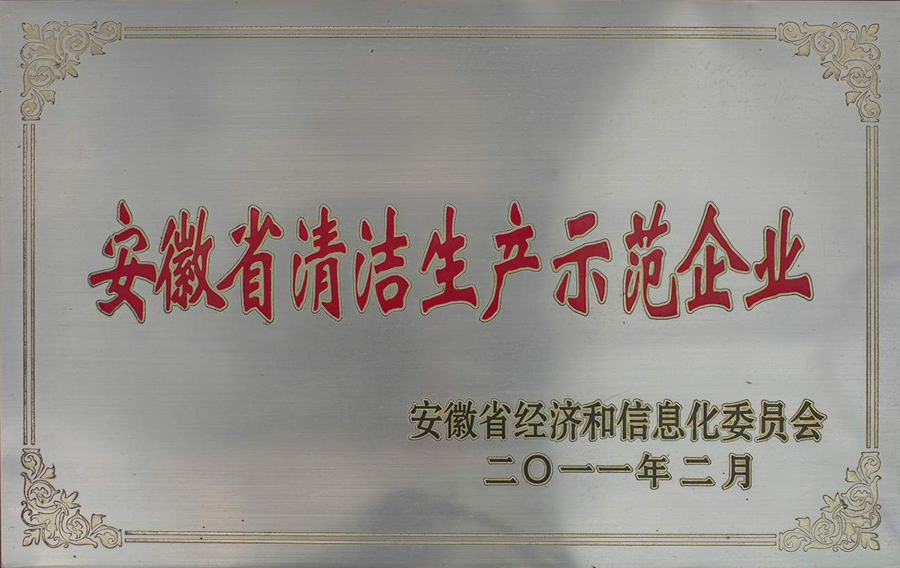 安徽省清潔生產(chǎn)示范企業(yè)